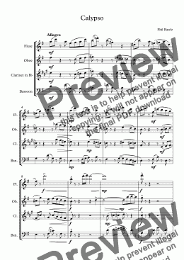 page one of Calypso - Wind Quartet