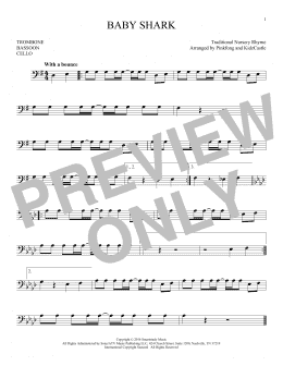 page one of Baby Shark (Instrumental Solo – Bass Clef)