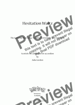 page one of Hesitation Waltz (The Loch Tay Boat Song / Leaving Stornoway / Rhu Vaternish)
