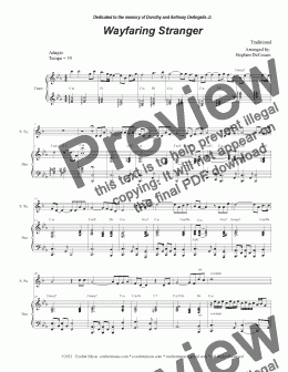page one of Wayfaring Stranger (Soprano Saxophone and Piano)