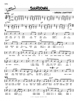 page one of Sundown (Real Book – Melody, Lyrics & Chords)
