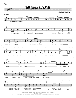 page one of Dream Lover (Real Book – Melody, Lyrics & Chords)