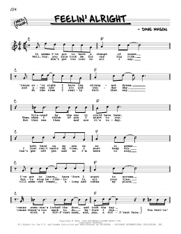 page one of Feelin' Alright (Real Book – Melody, Lyrics & Chords)