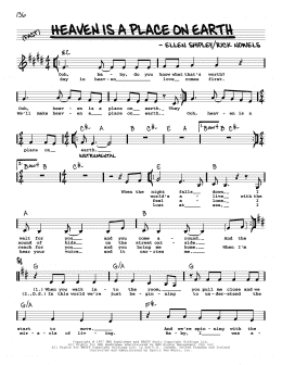 page one of Heaven Is A Place On Earth (Real Book – Melody, Lyrics & Chords)