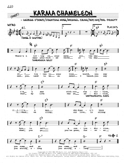 page one of Karma Chameleon (Real Book – Melody, Lyrics & Chords)