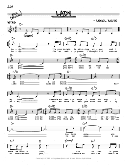 page one of Lady (Real Book – Melody, Lyrics & Chords)