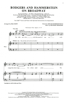 page one of Rodgers and Hammerstein On Broadway (Medley) (arr. Mac Huff) (SAB Choir)