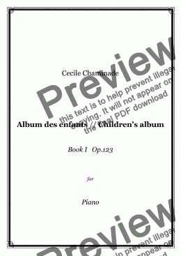 page one of Cecile Chaminade - Album des enfants (Children's album) Book I  Op.123 - piano solo