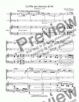 page one of La fille aux cheveux de lin / The Girl with the Flaxen hair for piano trio