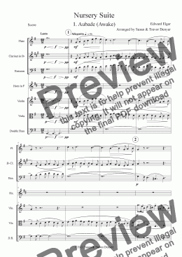 page one of Nursery Suite - Elgar - Mixed Septet - Score