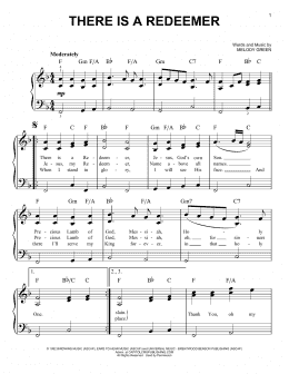 page one of There Is A Redeemer (Very Easy Piano)