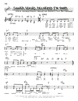 page one of Signed, Sealed, Delivered I'm Yours (Real Book – Melody & Chords)