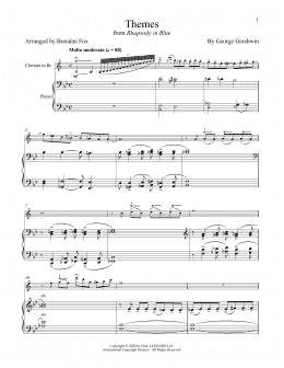 page one of Rhapsody In Blue (Themes) (Clarinet and Piano)