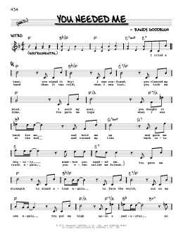 page one of You Needed Me (Real Book – Melody, Lyrics & Chords)