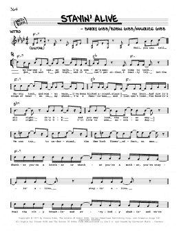 page one of Stayin' Alive (Real Book – Melody, Lyrics & Chords)
