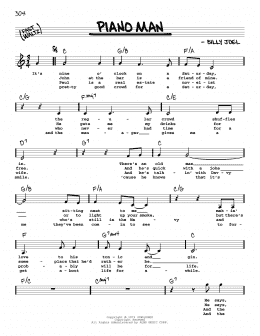 page one of Piano Man (Real Book – Melody, Lyrics & Chords)