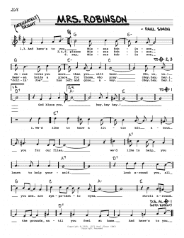 page one of Mrs. Robinson (Real Book – Melody, Lyrics & Chords)