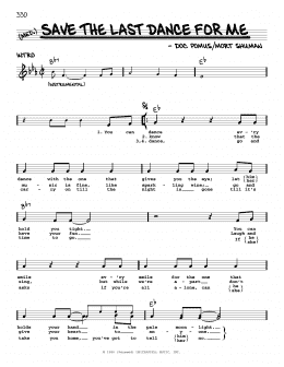 page one of Save The Last Dance For Me (Real Book – Melody, Lyrics & Chords)