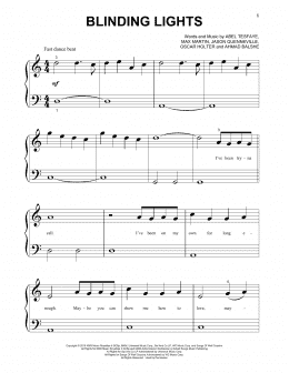 page one of Blinding Lights (Beginning Piano Solo)