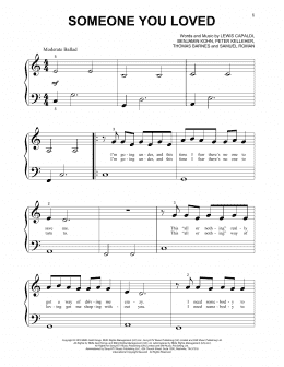 page one of Someone You Loved (Beginning Piano Solo)