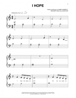page one of I Hope (Beginning Piano Solo)