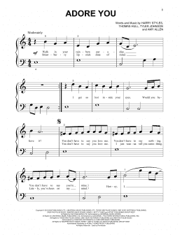 page one of Adore You (Beginning Piano Solo)