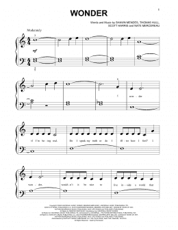 page one of Wonder (Beginning Piano Solo)