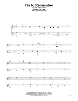 page one of Try To Remember (from The Fantasticks) (Solo Guitar)