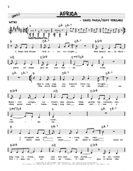 page one of Africa (Real Book – Melody, Lyrics & Chords)