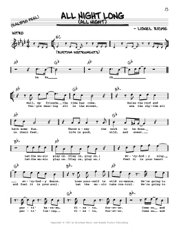 page one of All Night Long (All Night) (Real Book – Melody, Lyrics & Chords)