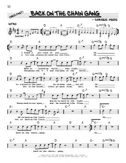 page one of Back On The Chain Gang (Real Book – Melody, Lyrics & Chords)