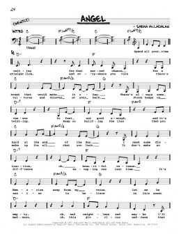page one of Angel (Real Book – Melody, Lyrics & Chords)