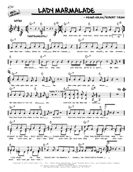 page one of Lady Marmalade (Real Book – Melody, Lyrics & Chords)