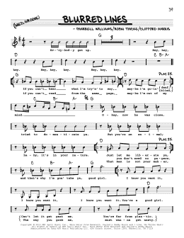 page one of Blurred Lines (Real Book – Melody, Lyrics & Chords)