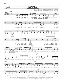 page one of Royals (Real Book – Melody, Lyrics & Chords)