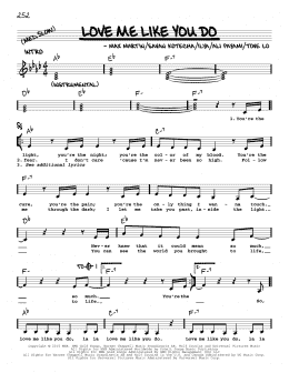 page one of Love Me Like You Do (Real Book – Melody, Lyrics & Chords)