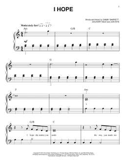 page one of I Hope (Easy Piano)