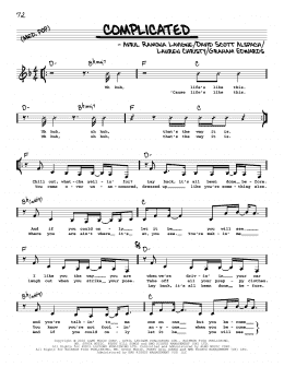 page one of Complicated (Real Book – Melody, Lyrics & Chords)