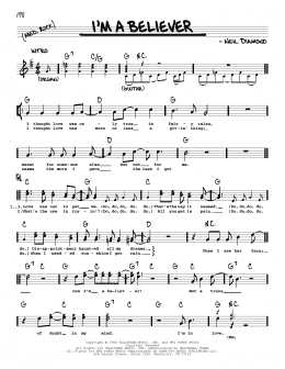page one of I'm A Believer (Real Book – Melody, Lyrics & Chords)