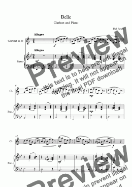 page one of Belle - Clarinet Solo