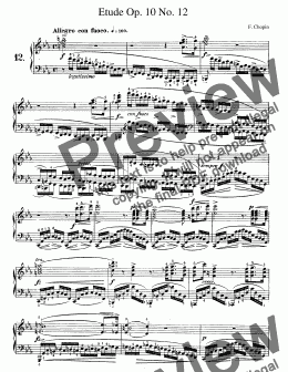 page one of Chopin Etude Op. 10 No. 12 in C Minor 'Revolutionary'