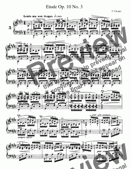 page one of Chopin Etude Op. 10 No. 3 in E Major 'Tristesse'