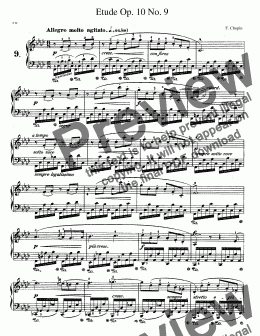 page one of Chopin Etude Op. 10 No. 9 in F Minor