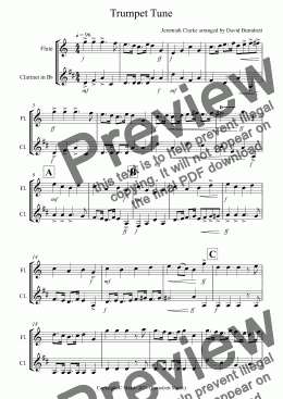 page one of Trumpet Tune for Flute and Clarinet Duet