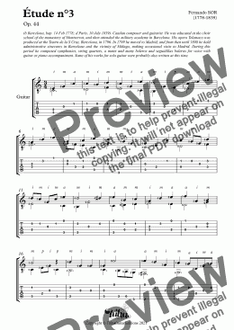 page one of SOR, Fernando - Étude Op.44, N°3 (NOTATION EN + TAB)