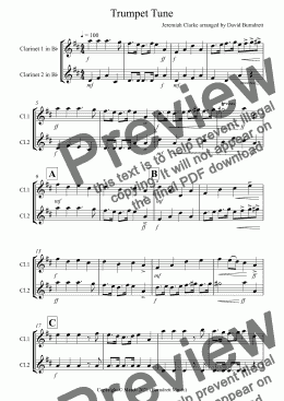 page one of Trumpet Tune for Clarinet Duet