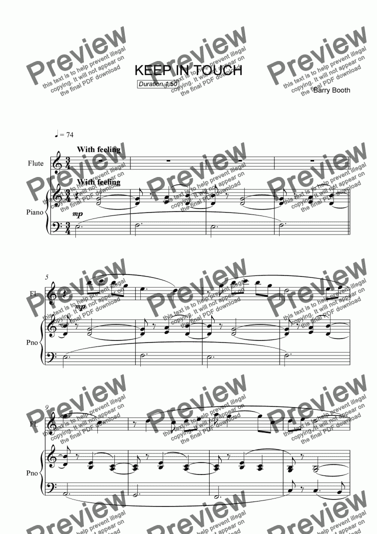 page one of Keep in Touch (flute)