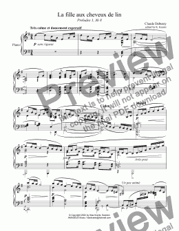 page one of La fille aux cheveux de lin / The Girl with the Flaxen Hair for piano solo (G Major)