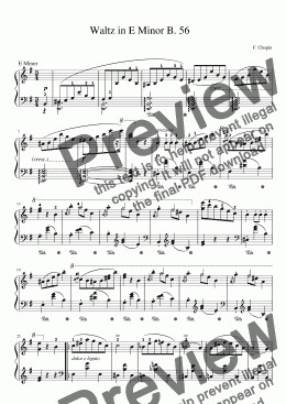 page one of Chopin Waltz BI. 56 in E Minor  B. 56 KK IVa15