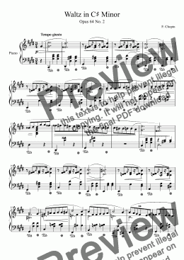 page one of Chopin Waltz Op. 64 No. 2 in C Sharp Minor